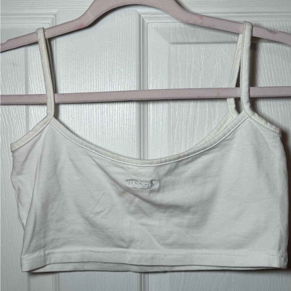 MESHKI micro crop top - white